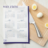 Blue Teapot & Pastry 2026 Calendar Tea Towel Geschirrtuch (Viertel Falte)
