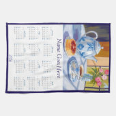 Blue Teapot & Pastry 2026 Calendar Tea Towel Geschirrtuch (Horizontal)