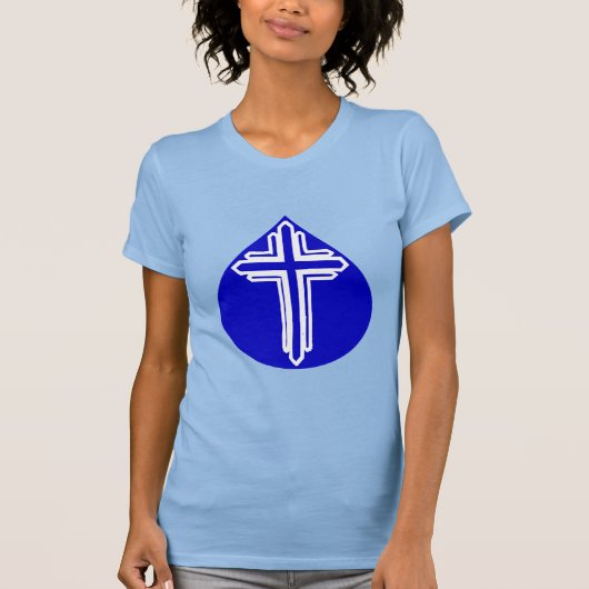 Blue Teardrop White Cross T-Shirt (Vorderseite)