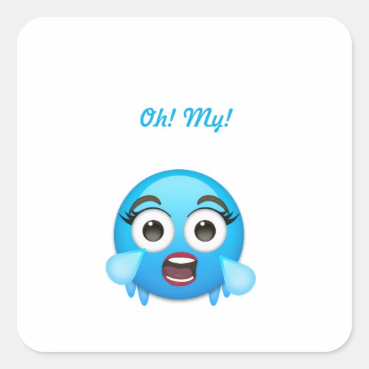 Blue Tears of Joy: The Overwhelmed Emoji Quadratischer Aufkleber (Vorderseite)