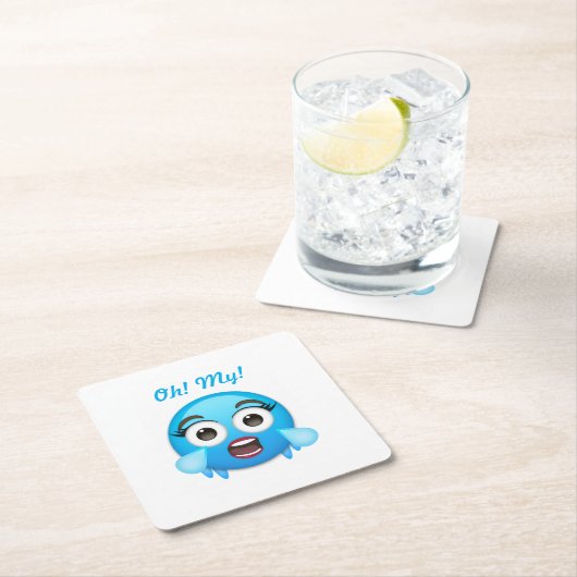 Blue Tears of Joy: The Overwhelmed Emoji Rechteckiger Pappuntersetzer (Vor Ort)