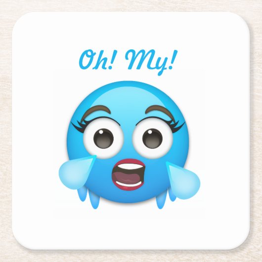 Blue Tears of Joy: The Overwhelmed Emoji Rechteckiger Pappuntersetzer (Vorderseite)