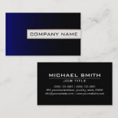 Blue Techno Dots Elegante Moderne Schwarz Visitenkarte (Vorne/Hinten)