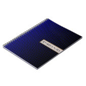Blue Techno Dots Elegantes Schwarz Notizblock (Linke Seite)