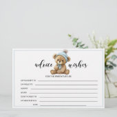 Blue Teddy Bär Baby Dusche Ratschläge Wünsche Kart Briefpapier (Stehend Vorderseite)