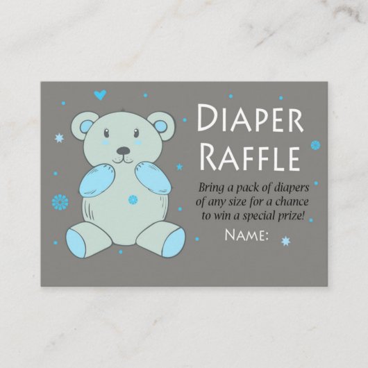 Blue Teddy Bär Diaper Raffles Tickets (Vorderseite)