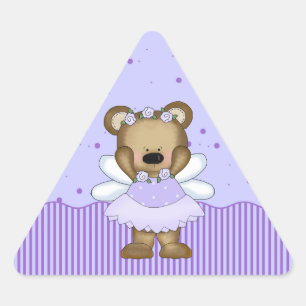 Blue Teddy Bar Fairy Princess Triangle Stickers