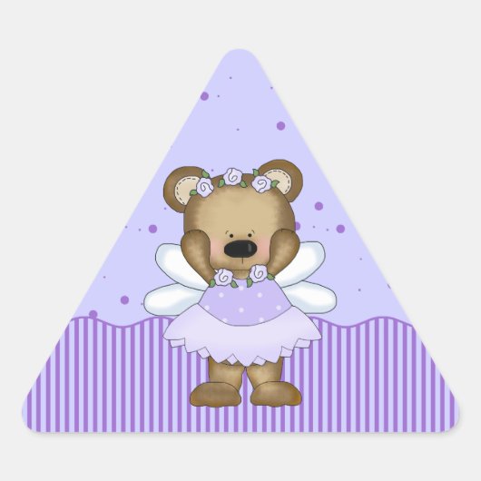 Blue Teddy Bar Fairy Princess Triangle Stickers (Vorderseite)
