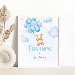 Blue Teddy Bär Junge Dusche Favoriten Zeichen Poster