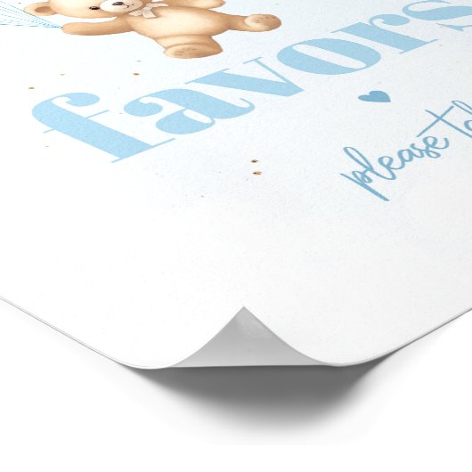 Blue Teddy Bär Junge Dusche Favoriten Zeichen Poster (Ecke)