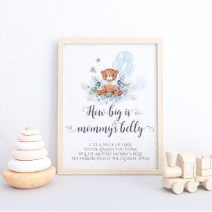 Blue Teddy Bären Balloons Wie groß ist Mama's Bauc Poster