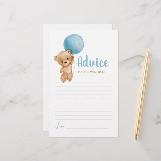 Blue Teddy Bären Ratschlag für die Mama als Karte (Vorderseite/Rückseite Beispiel)