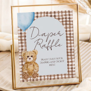 Blue Teddy Bärenjunge Babydusche Windelwindeln Poster