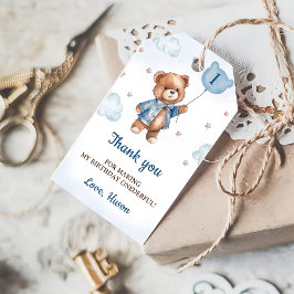 Blue Teddy Bear 1. Geburtstag Vielen Dank Tag Geschenkanhänger
