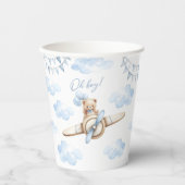 Blue Teddy Bear Airplane Boho Baby Boy Dusche Pappbecher (Vorderseite)