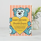 Blue Teddy Bear and Liebe Baby Shower Einladung (Stehend Vorderseite)