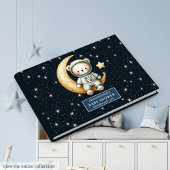 Blue Teddy Bear Astronaut Baby Boy Guest Sign Gästebuch
