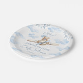 Blue Teddy Bear auf Airplane Baby Boy Showpapier Pappteller (Schrägansicht)