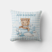 Blue Teddy Bear auf Flugzeug Kissen (Vorderseite)