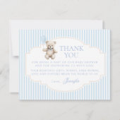 Blue Teddy Bear Baby Boy Shower Thank You Card (Vorderseite)