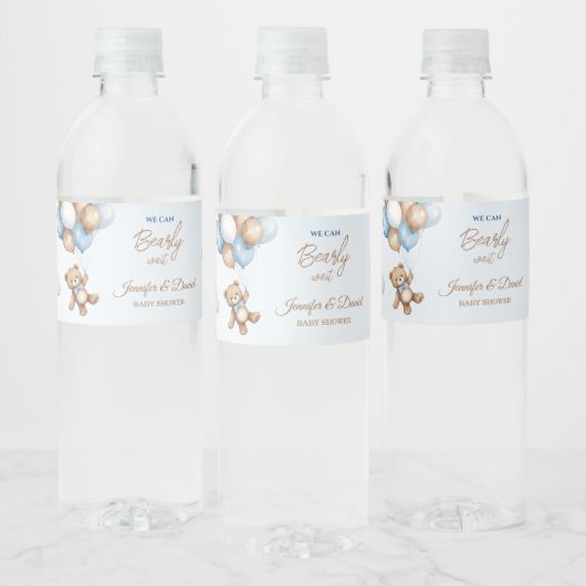 Blue Teddy Bear Baby Duschballons Wasserflaschenetikett (Flaschen)