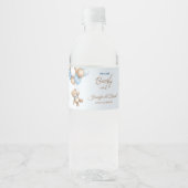 Blue Teddy Bear Baby Duschballons Wasserflaschenetikett (Vorderseite)