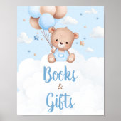 Blue Teddy Bear Baby Duschbücher und Geschenke Sch Poster (Vorne)