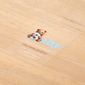 Blue Teddy Bear Baby Dusche Acryleinladungen (Ablage )