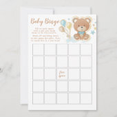 Blue Teddy Bear Baby Dusche Bingo Game Card Einladung (Vorderseite)