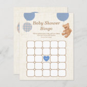 Blue Teddy Bear Baby Dusche Bingo Spiel (Vorne/Hinten)