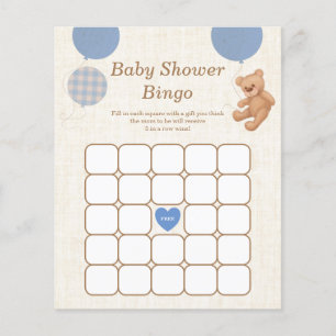 Blue Teddy Bear Baby Dusche Bingo Spiel