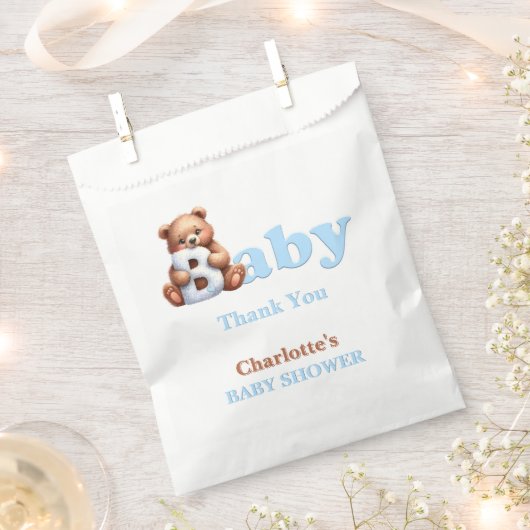 Blue Teddy Bear Baby Dusche Danke Geschenktütchen (Ausgeschnitten)