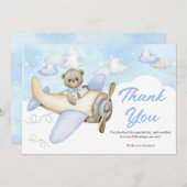 Blue Teddy Bear Baby Dusche Dankeskarte (Vorne/Hinten)