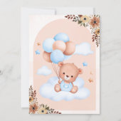 Blue Teddy Bear Baby Dusche Einladung (Rückseite)