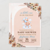 Blue Teddy Bear Baby Dusche Einladung (Vorne/Hinten)