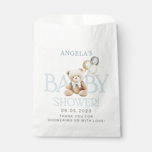Blue Teddy Bear Baby Dusche Gefallen Taschen Geschenktütchen (Vorderseite)