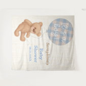 Blue Teddy Bear Baby Dusche Hintergrund Wandteppich (Vorderseite (Horizontal))