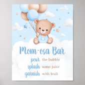 Blue Teddy Bear Baby Dusche Mama Osa Bar Sign Poster (Vorne)