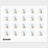 Blue Teddy Bear Baby Dusche Runder Aufkleber (Blatt)