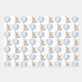 Blue Teddy Bear Baby Dusche Umhüllungsblätter Geschenkpapier Set (Vorderseite)