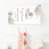 Blue Teddy Bear Baby Dusche Vinyl Banner (Insitu)