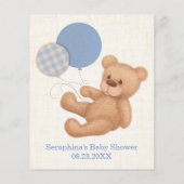 Blue Teddy Bear Baby Dusche Vorhersagen und Ratsch (Rückseite)