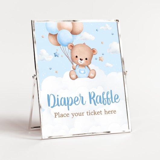 Blue Teddy Bear Baby Dusche Windelwanne Windelwann Poster
