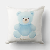 Blue Teddy Bear Baby Duschgeschenk Kissen (Vorderseite)
