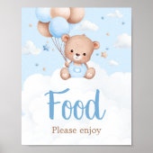 Blue Teddy Bear Baby Duschvorrichtung Poster (Vorne)