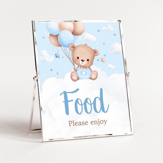 Blue Teddy Bear Baby Duschvorrichtung Poster