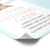 Blue Teddy Bear Baby Duschzeichen Poster (Ecke)