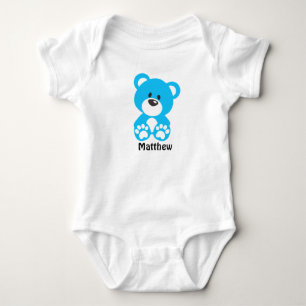 Blue Teddy Bear Baby Jersey Bodysuit Strampler