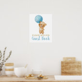 Blue Teddy Bear Baby Shooter Boy Sign Guest Book Poster (Küche)
