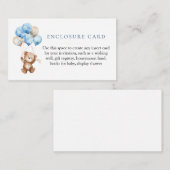 Blue Teddy Bear Baby Shooting Card Begleitkarte (Vorne/Hinten)
